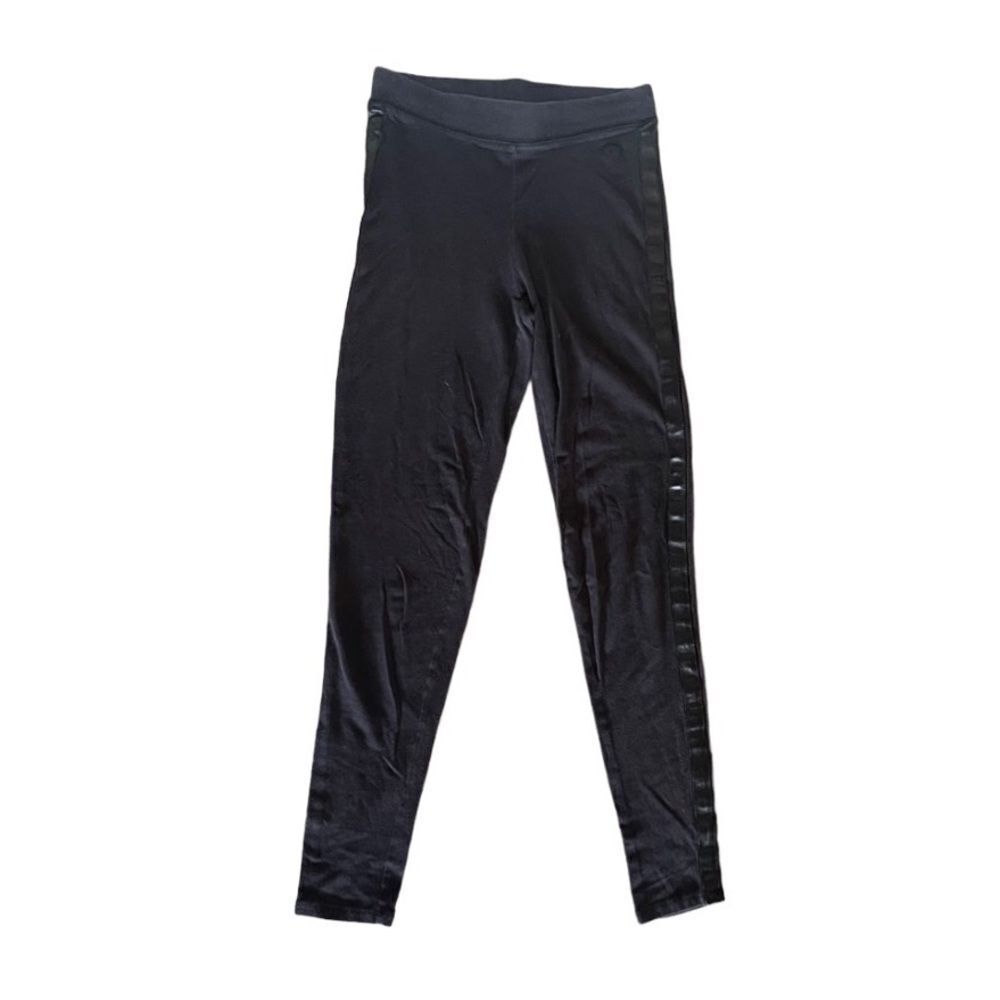 PINK Victoria’s Secret Women’s Black Cotton-Blend Leggings black side trim s -XS
